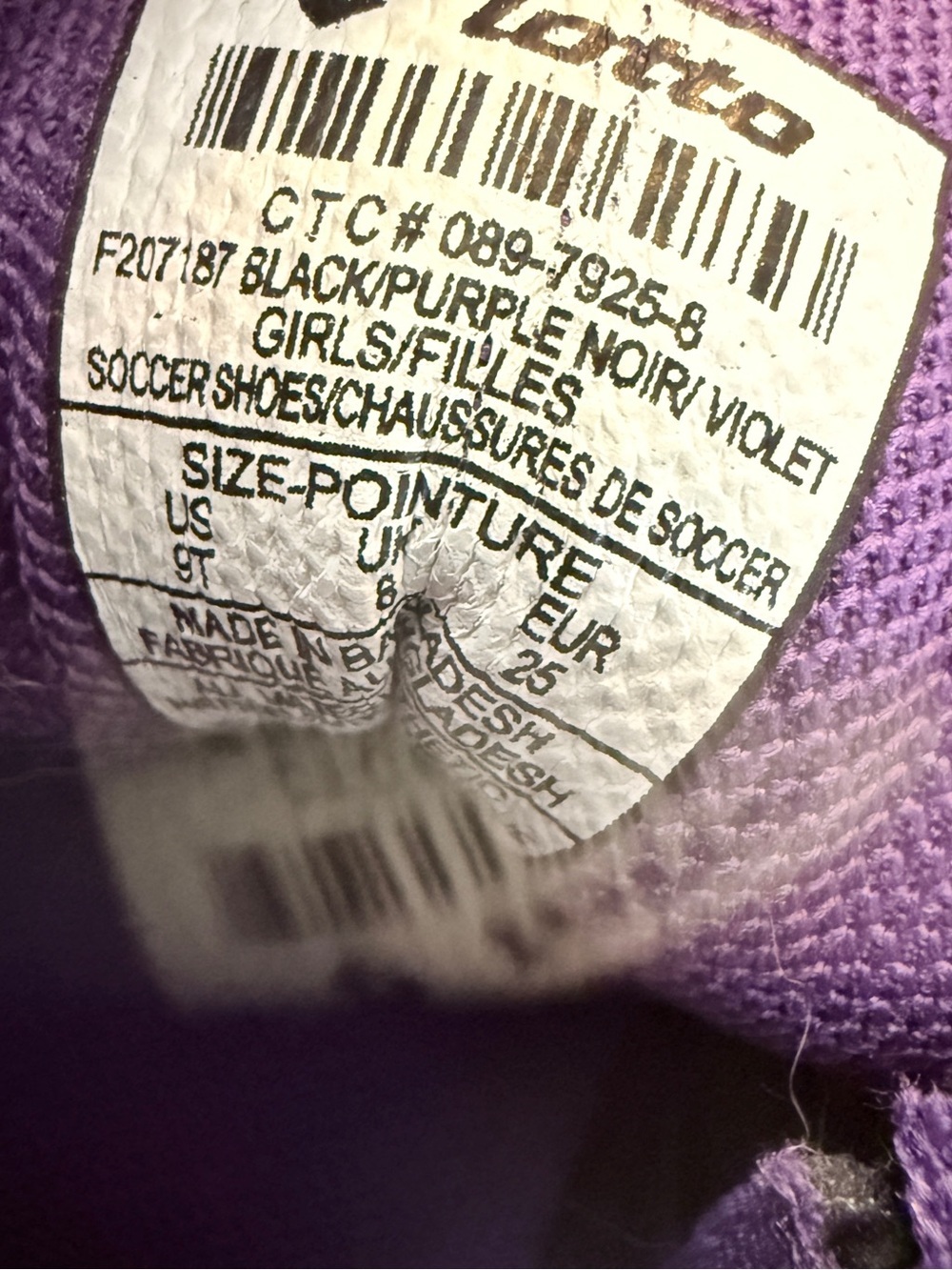 Lotto Striker Youth Girl's Soccer Cleats Black Purple Size US 9T - Picture 6 of 7